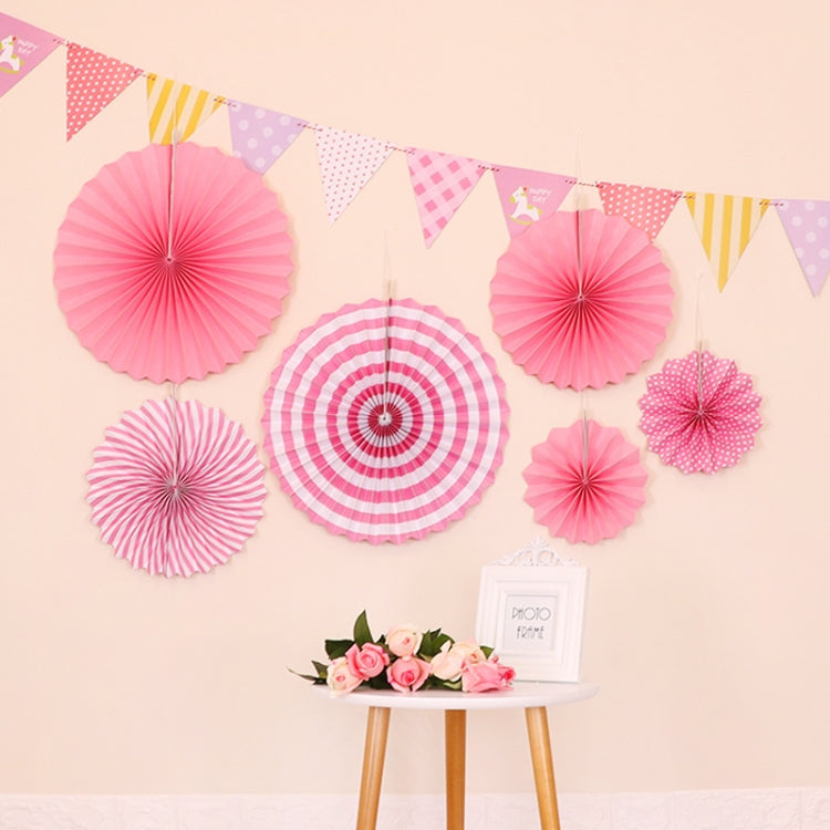 2 Packs  Birthday Party Wedding Color Three-Dimensional Folding Fan Round Paper Fan Garland Ornaments
