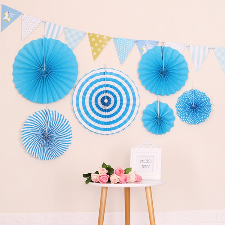 2 Packs  Birthday Party Wedding Color Three-Dimensional Folding Fan Round Paper Fan Garland Ornaments