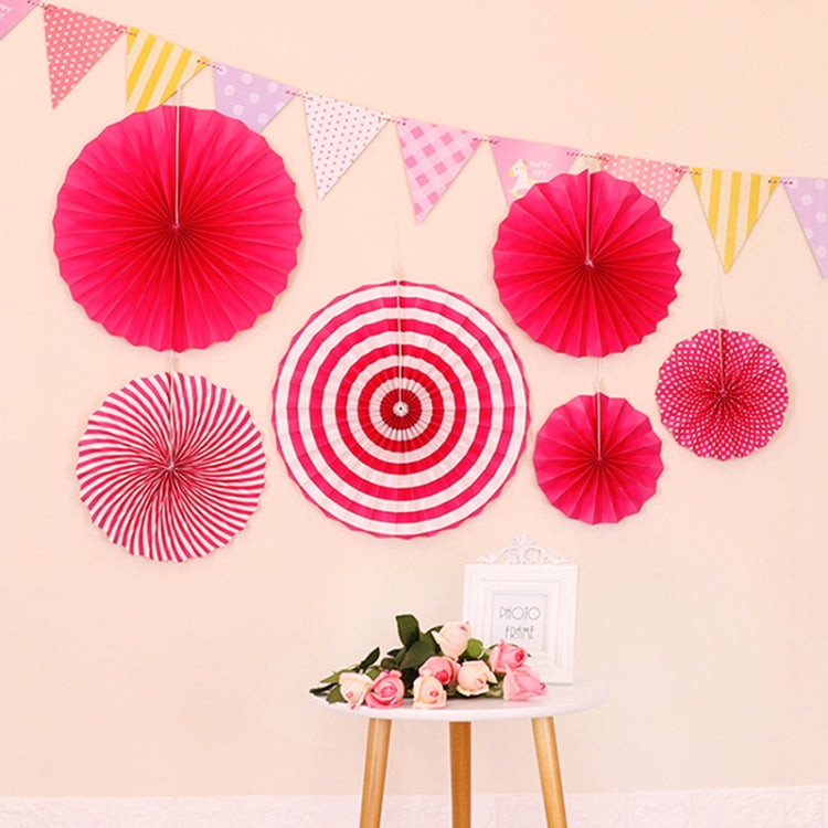 2 Packs  Birthday Party Wedding Color Three-Dimensional Folding Fan Round Paper Fan Garland Ornaments