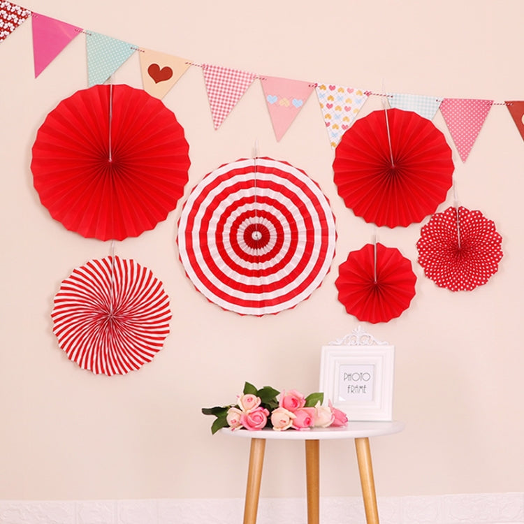 2 Packs  Birthday Party Wedding Color Three-Dimensional Folding Fan Round Paper Fan Garland Ornaments