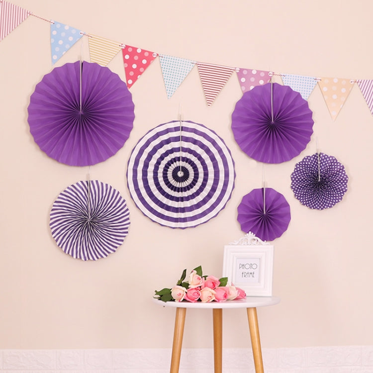 2 Packs  Birthday Party Wedding Color Three-Dimensional Folding Fan Round Paper Fan Garland Ornaments