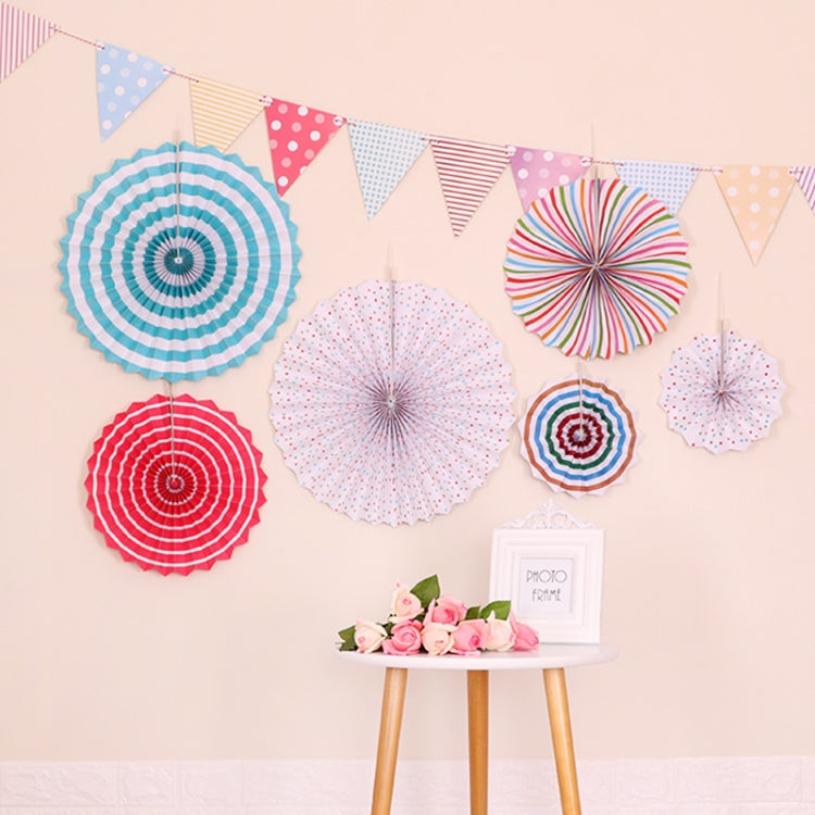 2 Packs  Birthday Party Wedding Color Three-Dimensional Folding Fan Round Paper Fan Garland Ornaments