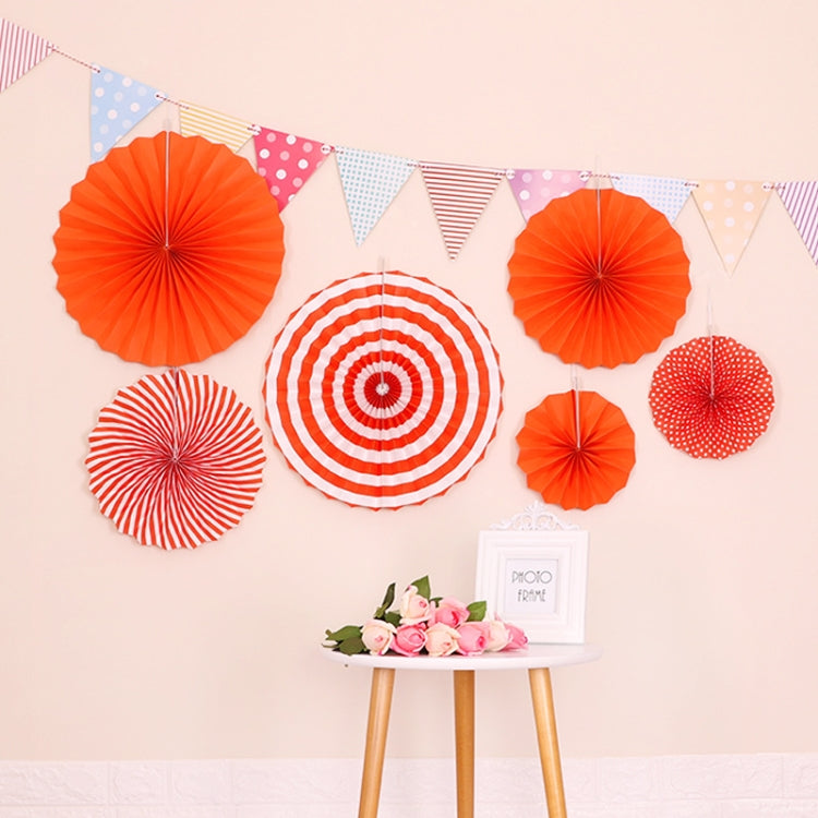 2 Packs  Birthday Party Wedding Color Three-Dimensional Folding Fan Round Paper Fan Garland Ornaments