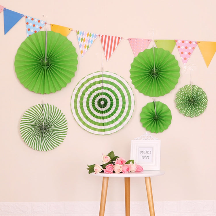 2 Packs  Birthday Party Wedding Color Three-Dimensional Folding Fan Round Paper Fan Garland Ornaments