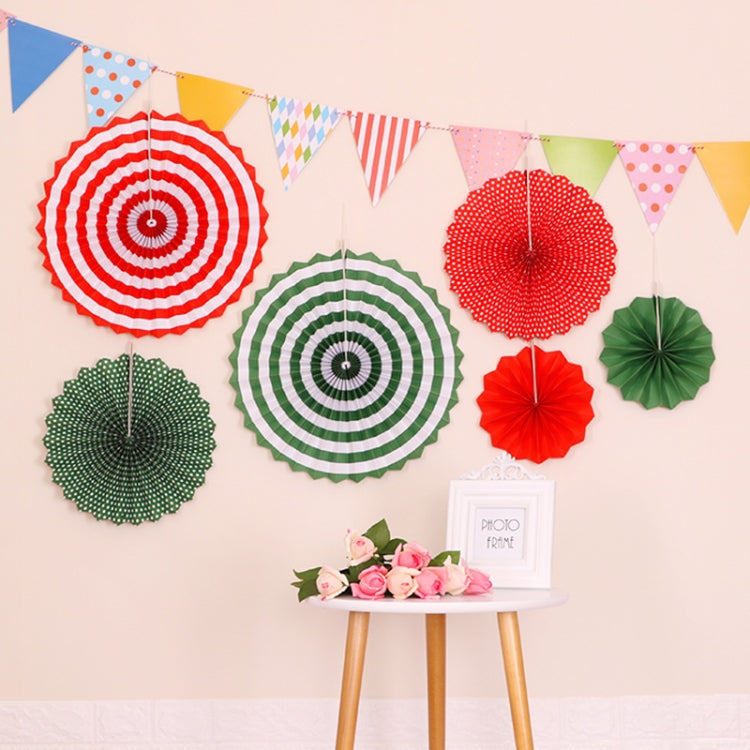 2 Packs  Birthday Party Wedding Color Three-Dimensional Folding Fan Round Paper Fan Garland Ornaments