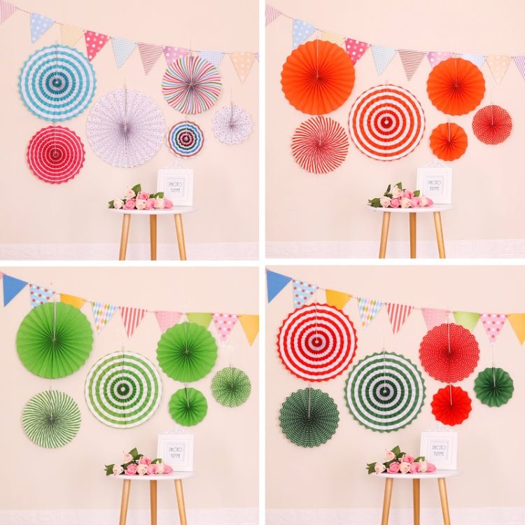 2 Packs  Birthday Party Wedding Color Three-Dimensional Folding Fan Round Paper Fan Garland Ornaments