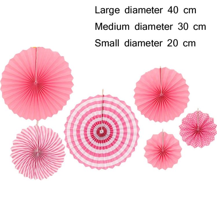2 Packs  Birthday Party Wedding Color Three-Dimensional Folding Fan Round Paper Fan Garland Ornaments