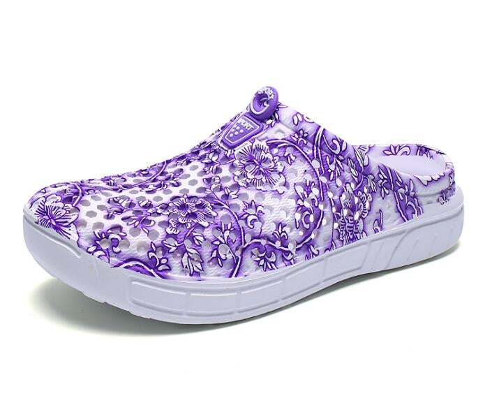 Hollow Hole Shoes Light and Breathable Home Half Slippers Beach Shoes for Women, Size:37