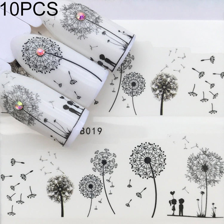 10 PCS Dandelion Nail Art Water Decals Transfer Sticker Manicure Nail Decoration