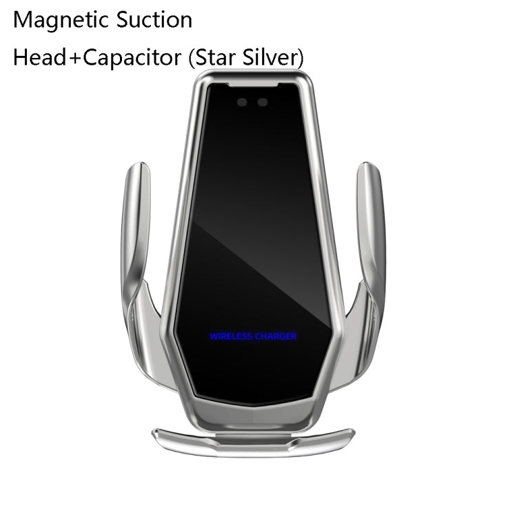 H10 15W Automatic Wireless Charging Car Mobile Phone Bracket, Style: Magnetic Suction Head+Capacitor