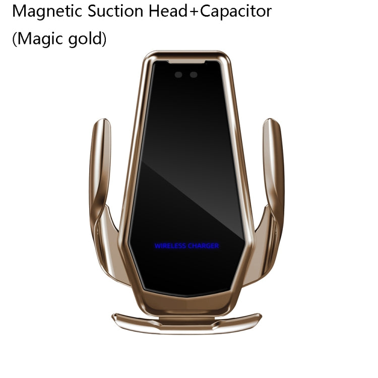 H10 15W Automatic Wireless Charging Car Mobile Phone Bracket, Style: Magnetic Suction Head+Capacitor
