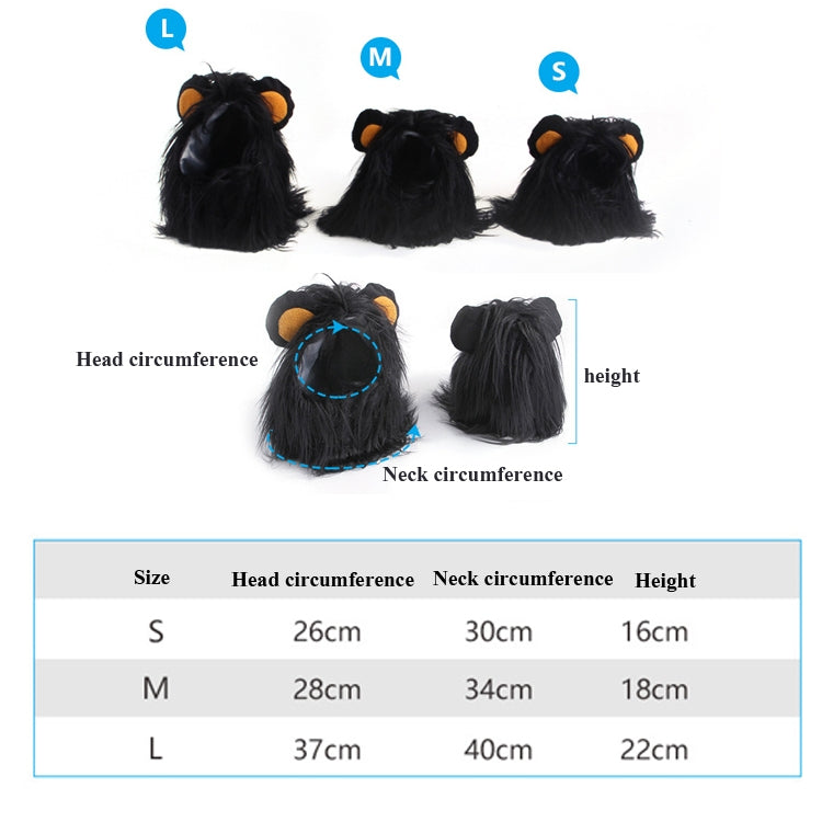 2 PCS Pet Dog Cat Imitation Lion Headgear Headdress Wig Hat, Size: L