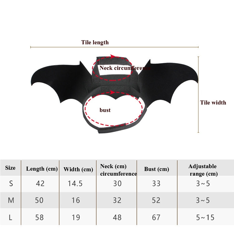 Pet Halloween Chest Strap Dog Cat Print Bat Wings Props Funny Costumes, Size: S