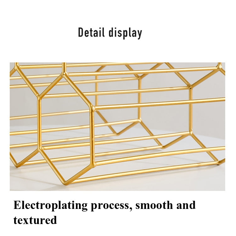 Metal Wine Rack Wine Bottle Decoration Storage Rack Home Bar Lattice Prismatic Wine Rack(Golden)