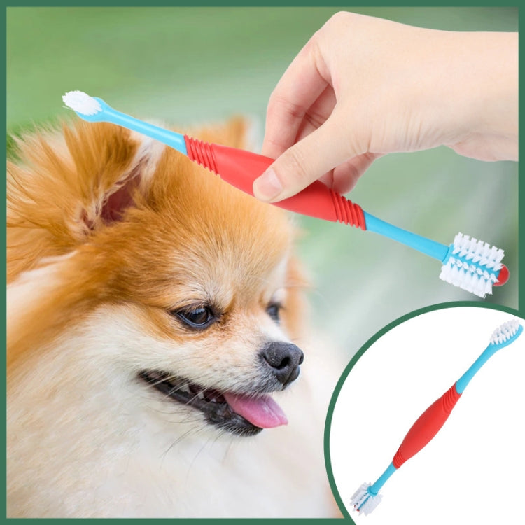 10 PCS Pet Double-Head Toothbrush Pet Oral Cleaning Products(Blue)