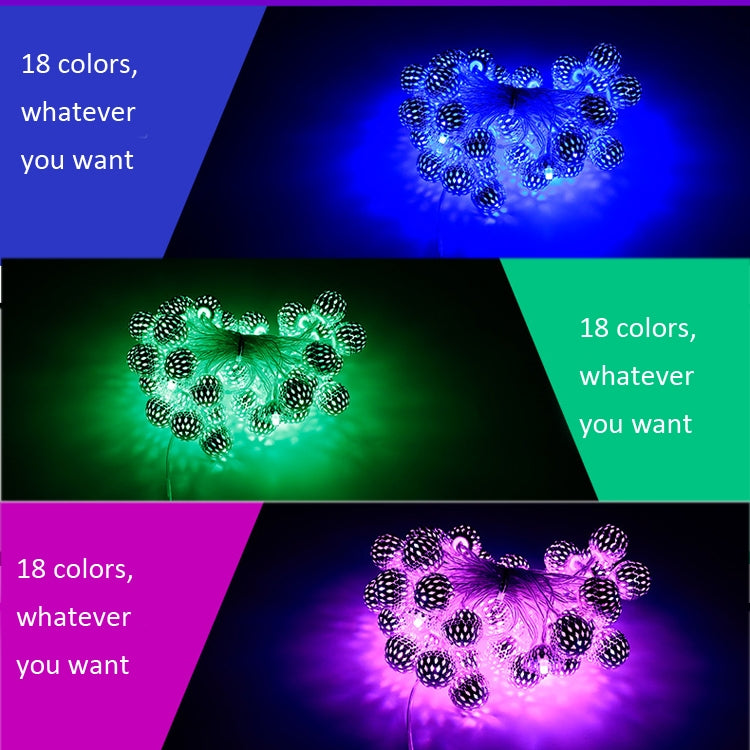 4m 40 LEDs RGB Colorful Synchronous USB Iron Hollow Ball Lamp Lantern Garden Decoration Holiday String Lights