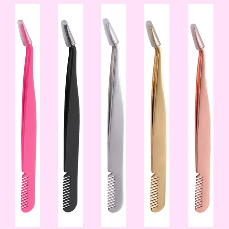 6 PCS Stainless Steel Marriage Accepted Eyelashes Tweezers Eyebrow Combing Tweezers, Color Classification: Pink (PVC Tube)