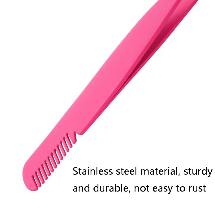 6 PCS Stainless Steel Marriage Accepted Eyelashes Tweezers Eyebrow Combing Tweezers, Color Classification: Pink (PVC Tube)