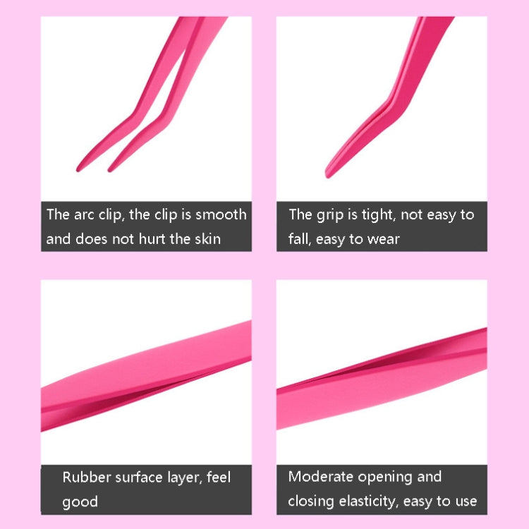 6 PCS Stainless Steel Marriage Accepted Eyelashes Tweezers Eyebrow Combing Tweezers, Color Classification: Pink (PVC Tube)
