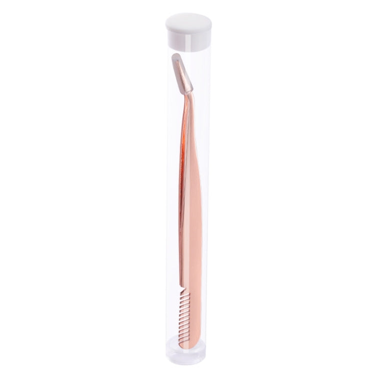 6 PCS Stainless Steel Marriage Accepted Eyelashes Tweezers Eyebrow Combing Tweezers, Color Classification: Rose Gold (PVC Tube)