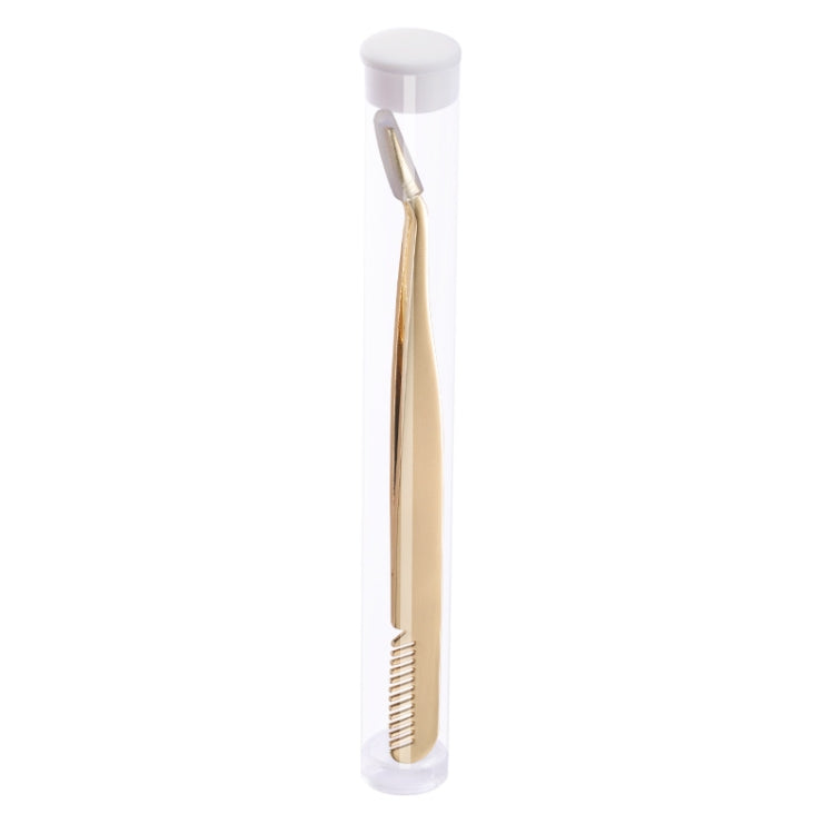 6 PCS Stainless Steel Marriage Accepted Eyelashes Tweezers Eyebrow Combing Tweezers, Color Classification: Golden (PVC Tube)