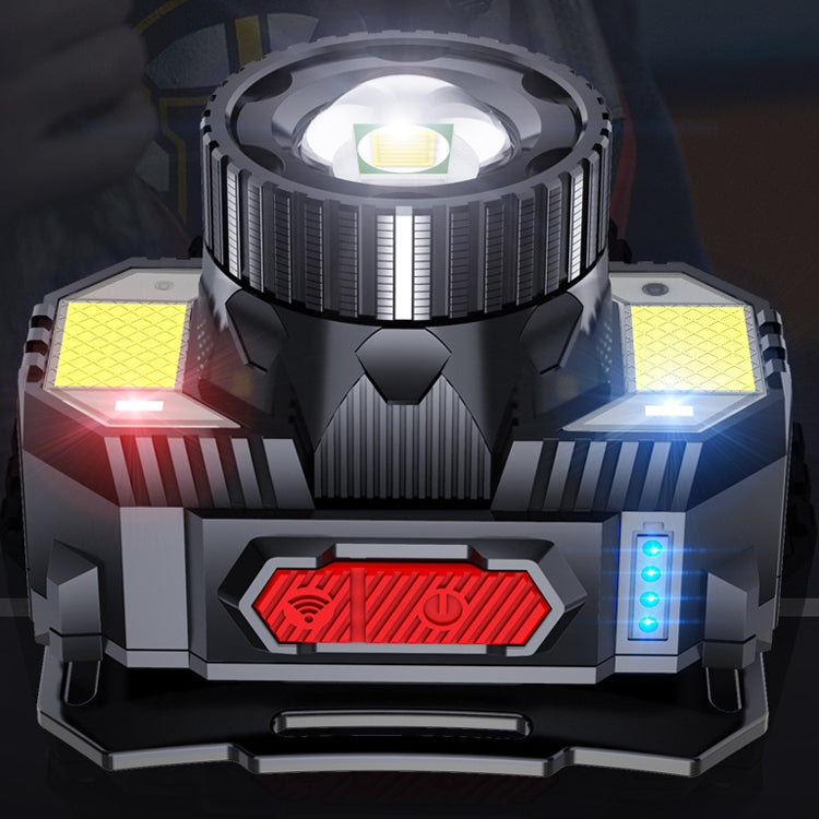 TG-TD009 LED Strong Headlamp Head-Mounted USB Rechargeable Zoom Sensor Headlamp, Colour: Yellow Light