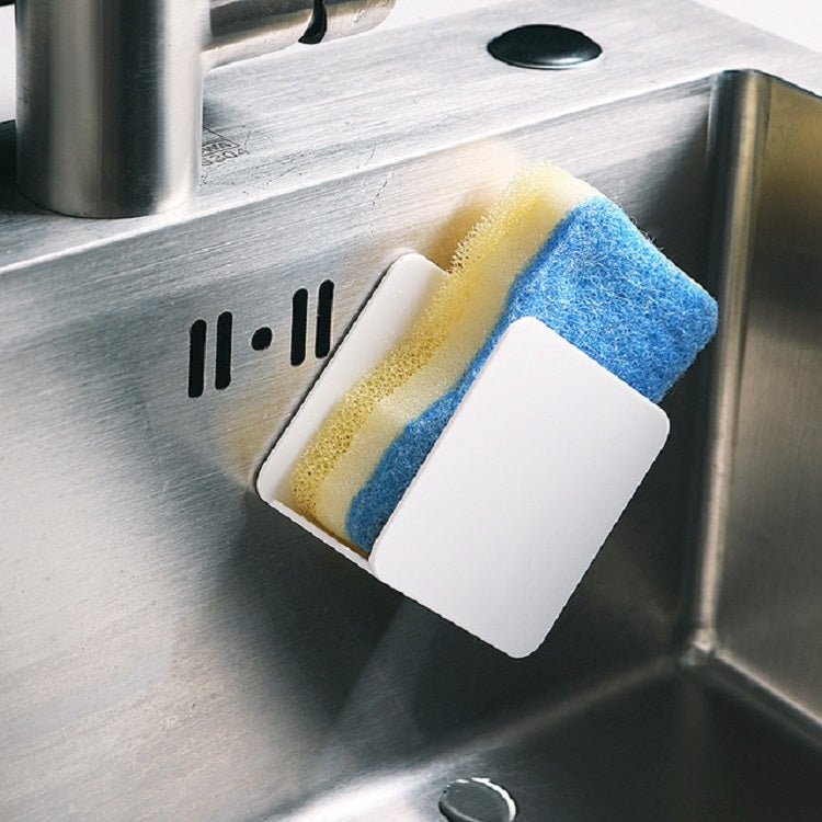 Kitchen Sink Sponge Rack Wall-mounted Scouring Pad Drain Rack(White)