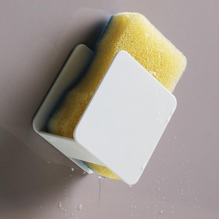 Kitchen Sink Sponge Rack Wall-mounted Scouring Pad Drain Rack(White)
