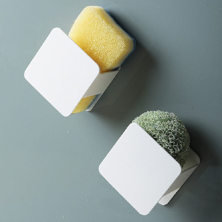 Kitchen Sink Sponge Rack Wall-mounted Scouring Pad Drain Rack(White)