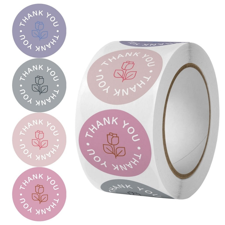 10 PCS Rose Flower Thank You Sticker Gift Box Sealing Sticker, Size: 25mm 500 / Rolls