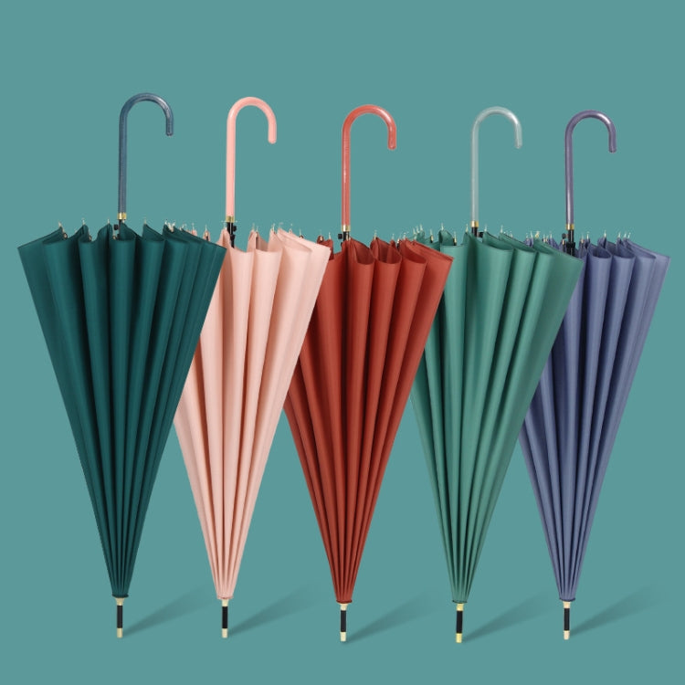 16 Bone Plain Straight Umbrella Small Fresh Long Handle Umbrella