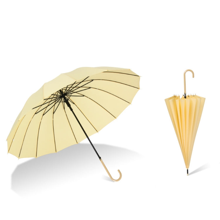 16 Bone Plain Straight Umbrella Small Fresh Long Handle Umbrella