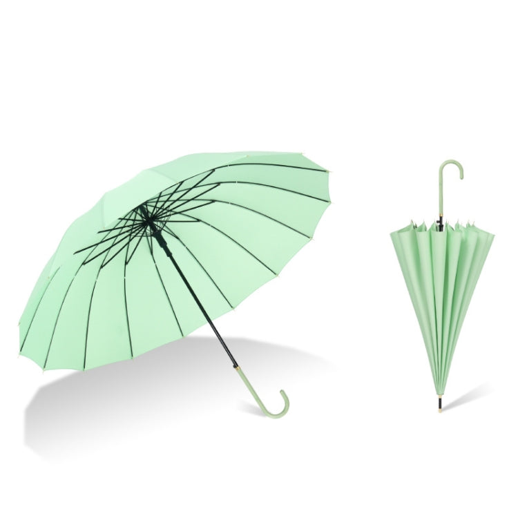 16 Bone Plain Straight Umbrella Small Fresh Long Handle Umbrella