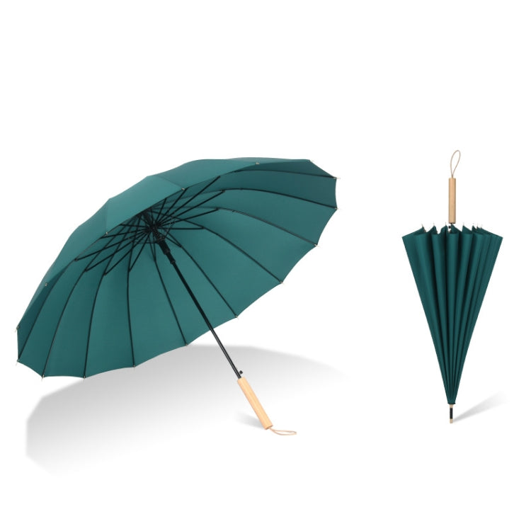 16 Bone Plain Straight Umbrella Small Fresh Long Handle Umbrella