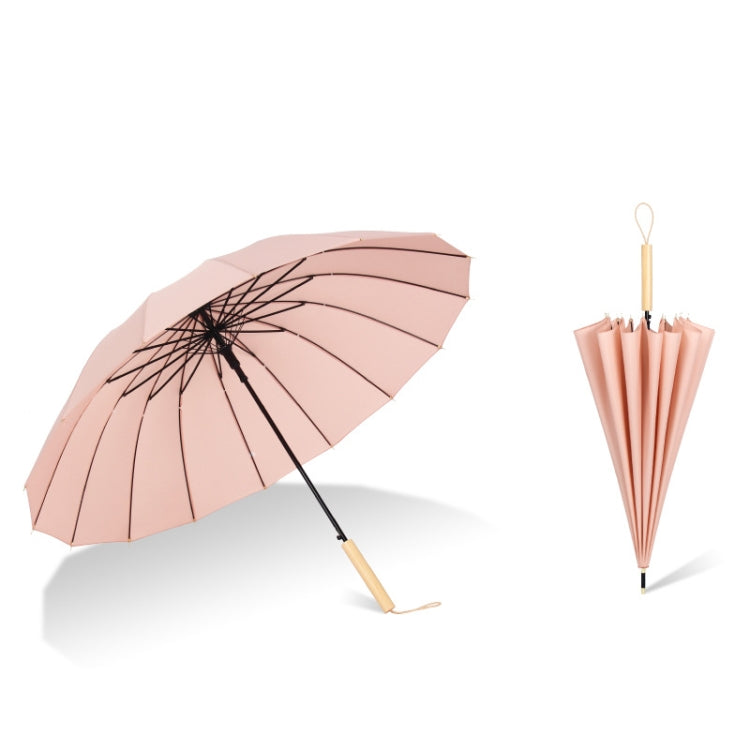 16 Bone Plain Straight Umbrella Small Fresh Long Handle Umbrella