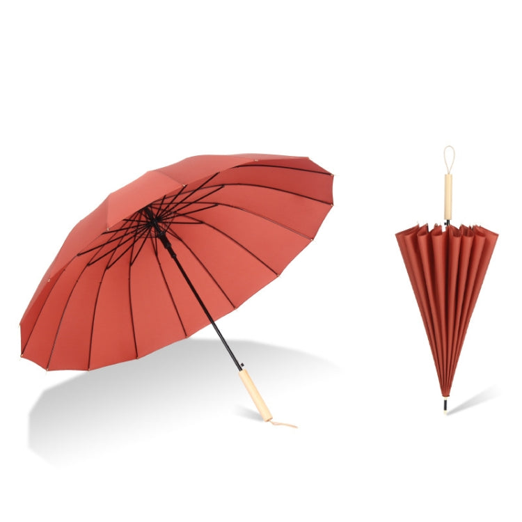 16 Bone Plain Straight Umbrella Small Fresh Long Handle Umbrella