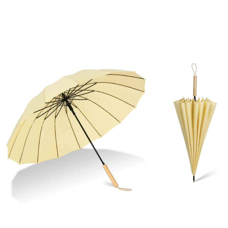 16 Bone Plain Straight Umbrella Small Fresh Long Handle Umbrella