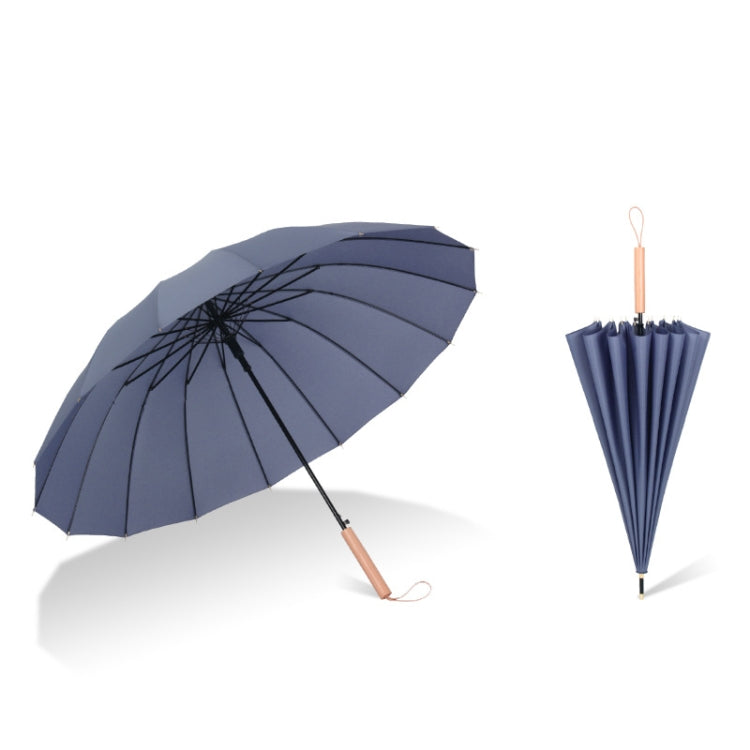 16 Bone Plain Straight Umbrella Small Fresh Long Handle Umbrella
