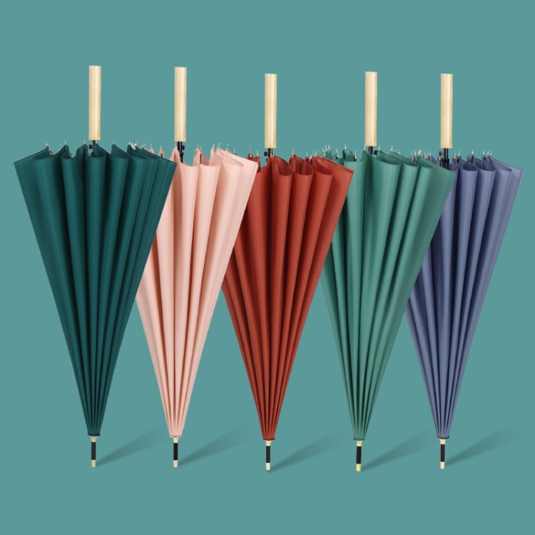 16 Bone Plain Straight Umbrella Small Fresh Long Handle Umbrella