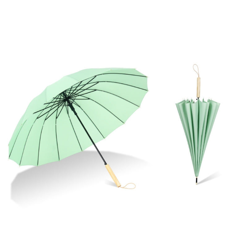 16 Bone Plain Straight Umbrella Small Fresh Long Handle Umbrella