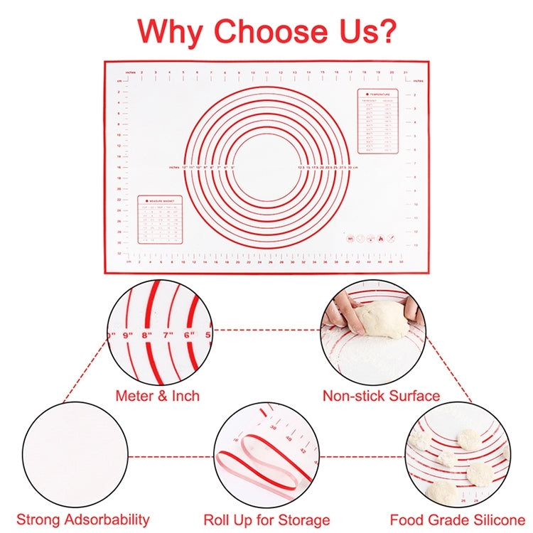 2 PCS 60 x 60cm  Thickened Teflon Non-Stick Mat Silicone Kneading Baking Non-Slip Mat