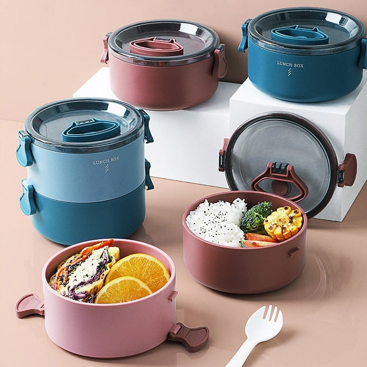 2 PCS JC6680  Fresh-Keeping Lunch Box Children Plastic Microwave-Heated Lunch Box, Capacity: Single Layer