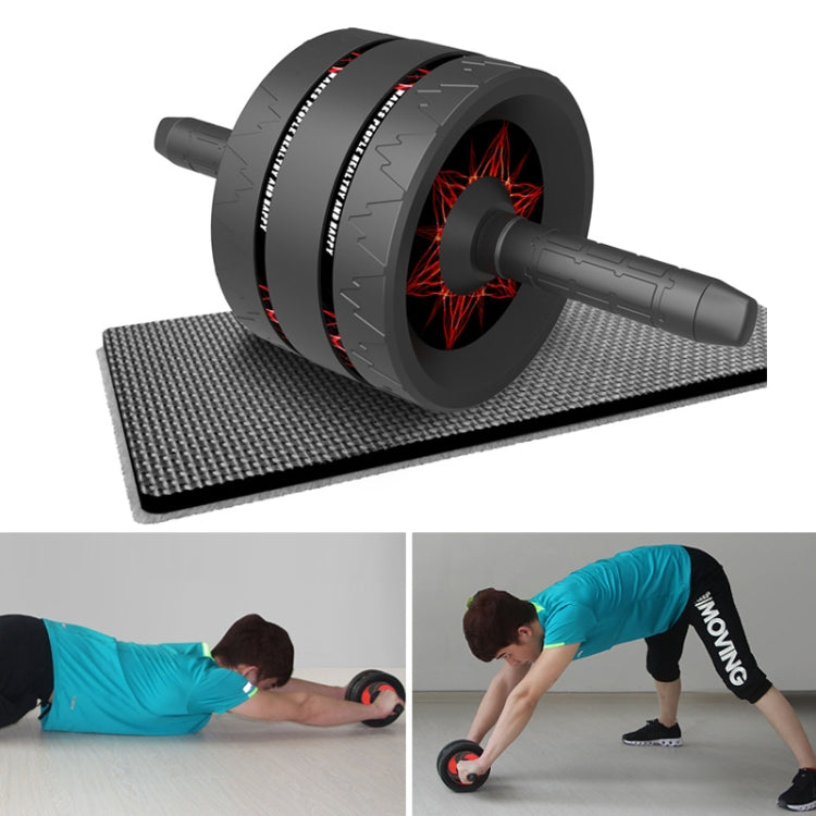 Household Fitness Equipment Abdominal Curl Roller Abdominal Muscle Wheel With Kneeling Pad, Colour: Three-wheel Red Black