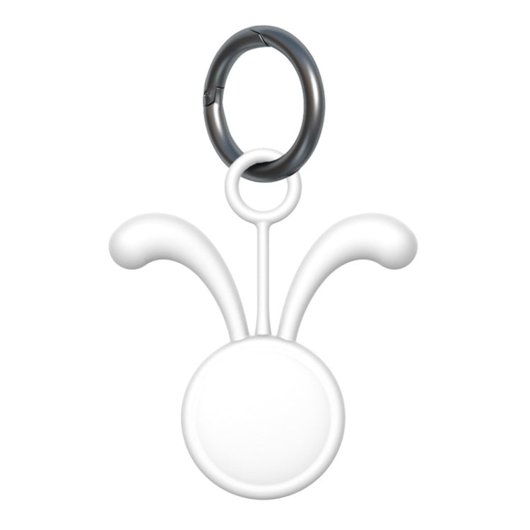 4 PCS Silicone Protective Cover Tracker Protective Case For AirTag, Colour: White + Hanging Buckle
