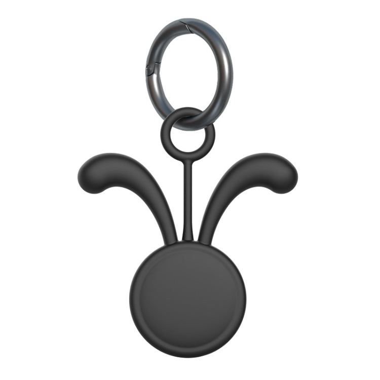 4 PCS Silicone Protective Cover Tracker Protective Case For AirTag, Colour: Black + Hanging Buckle