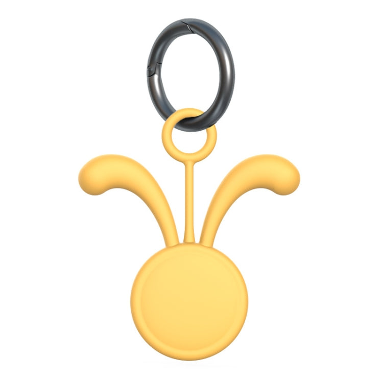 4 PCS Silicone Protective Cover Tracker Protective Case For AirTag, Colour: Lemon + Hanging Buckle