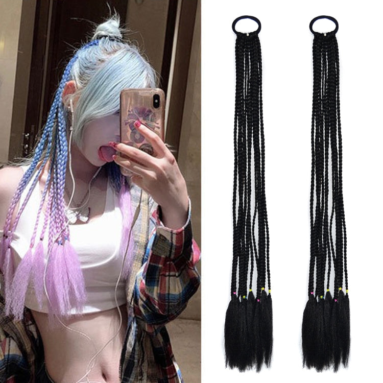 2 PCS FQXBMW Colorful Braid Hair Band Wigs Corn Silk Colorful Dreadlocks Ponytail, Color: 1