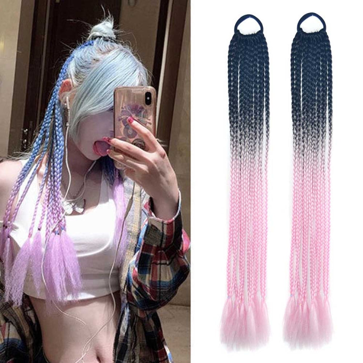 2 PCS FQXBMW Colorful Braid Hair Band Wigs Corn Silk Colorful Dreadlocks Ponytail, Color: 02
