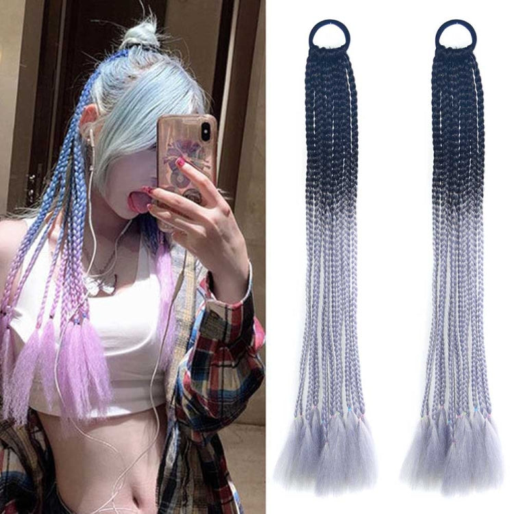 2 PCS FQXBMW Colorful Braid Hair Band Wigs Corn Silk Colorful Dreadlocks Ponytail, Color: 15