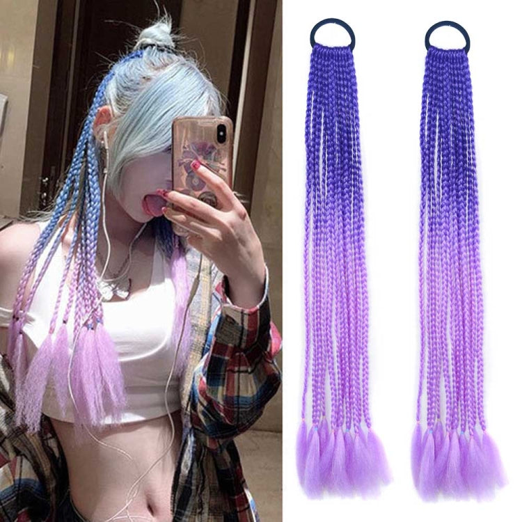2 PCS FQXBMW Colorful Braid Hair Band Wigs Corn Silk Colorful Dreadlocks Ponytail, Color: 24